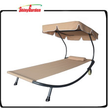 Outdoor Chaise Lounge Chair Hammock Bed with Canopy and Wheels